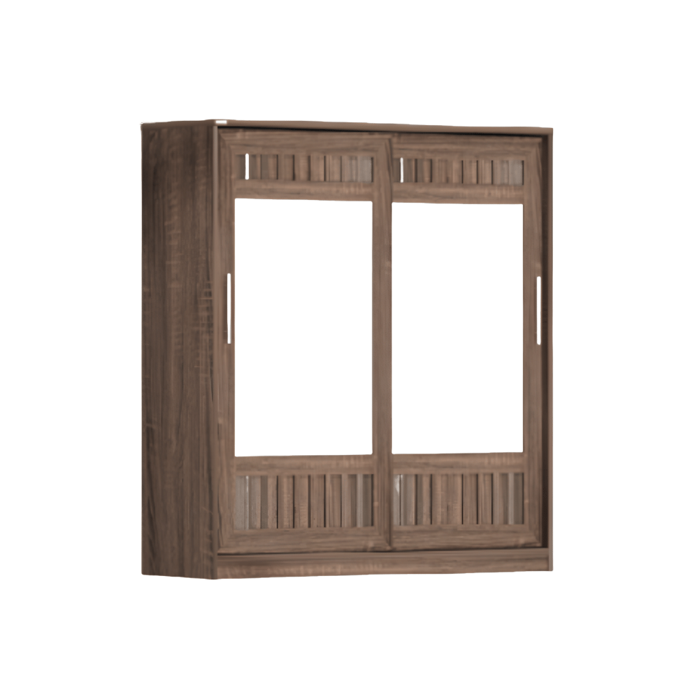 ตู้เสื้อผ้าบานเลื่อนกระจกเงา WISDOM DESIGN FURNITURE รุ่น W18SL 180 ซม. สีวอลนัท_1